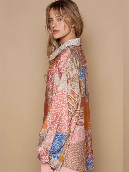 POL Tops - NWT POL Multi Patterned Button Down